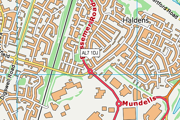 AL7 1DJ map - OS VectorMap District (Ordnance Survey)
