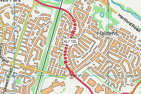 AL7 1DL map - OS VectorMap District (Ordnance Survey)
