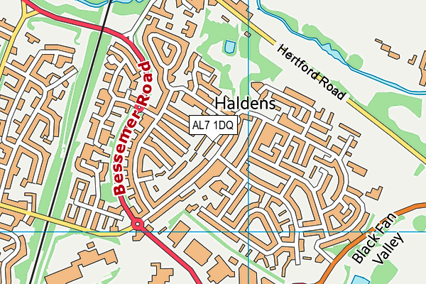 AL7 1DQ map - OS VectorMap District (Ordnance Survey) AL7 1DQ map - OS VectorMap District (Ordnance Survey)