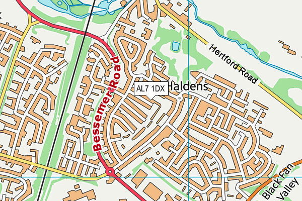 AL7 1DX map - OS VectorMap District (Ordnance Survey) AL7 1DX map - OS VectorMap District (Ordnance Survey)