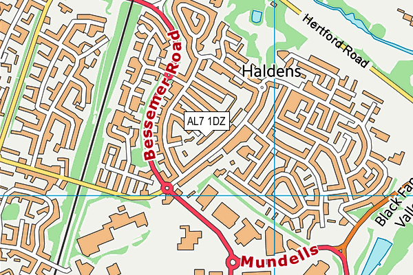 AL7 1DZ map - OS VectorMap District (Ordnance Survey) AL7 1DZ map - OS VectorMap District (Ordnance Survey)