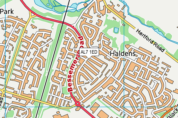 AL7 1ED map - OS VectorMap District (Ordnance Survey) AL7 1ED map - OS VectorMap District (Ordnance Survey)