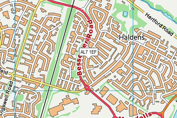 AL7 1EF map - OS VectorMap District (Ordnance Survey) AL7 1EF map - OS VectorMap District (Ordnance Survey)