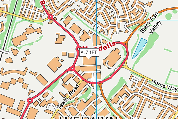 AL7 1FT map - OS VectorMap District (Ordnance Survey) AL7 1FT map - OS VectorMap District (Ordnance Survey)