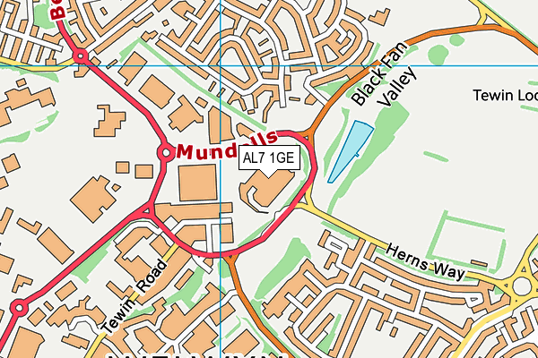 AL7 1GE map - OS VectorMap District (Ordnance Survey) AL7 1GE map - OS VectorMap District (Ordnance Survey)