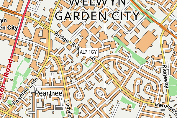 AL7 1GY map - OS VectorMap District (Ordnance Survey) AL7 1GY map - OS VectorMap District (Ordnance Survey)