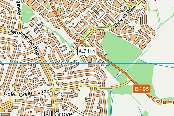 AL7 1HN map - OS VectorMap District (Ordnance Survey) AL7 1HN map - OS VectorMap District (Ordnance Survey)