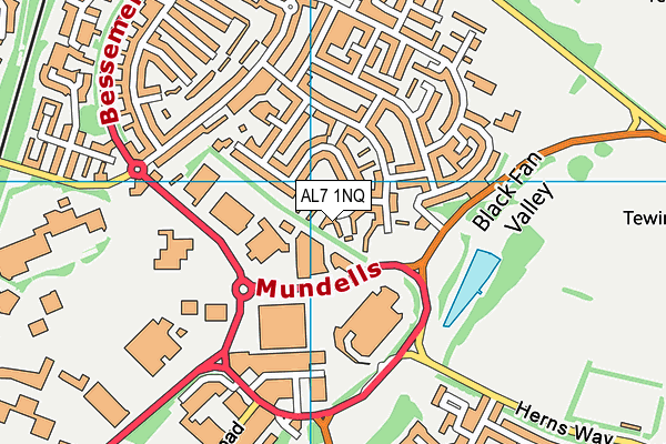 AL7 1NQ map - OS VectorMap District (Ordnance Survey) AL7 1NQ map - OS VectorMap District (Ordnance Survey)