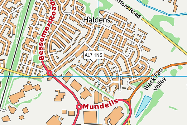 AL7 1NS map - OS VectorMap District (Ordnance Survey) AL7 1NS map - OS VectorMap District (Ordnance Survey)