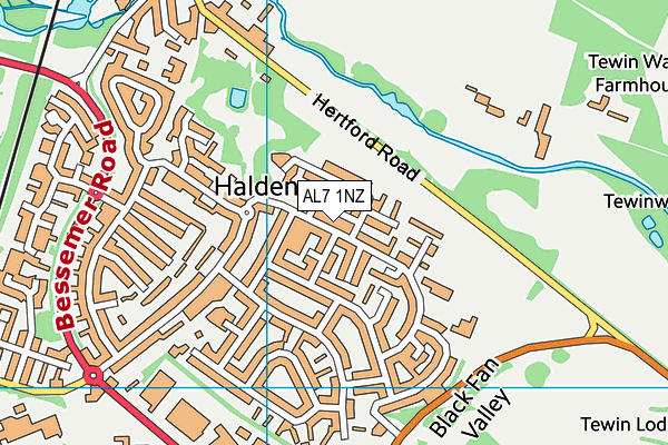 AL7 1NZ map - OS VectorMap District (Ordnance Survey) AL7 1NZ map - OS VectorMap District (Ordnance Survey)