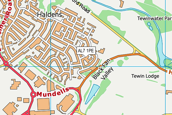 AL7 1PE map - OS VectorMap District (Ordnance Survey) AL7 1PE map - OS VectorMap District (Ordnance Survey)