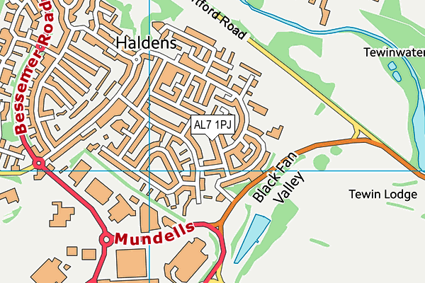 AL7 1PJ map - OS VectorMap District (Ordnance Survey) AL7 1PJ map - OS VectorMap District (Ordnance Survey)
