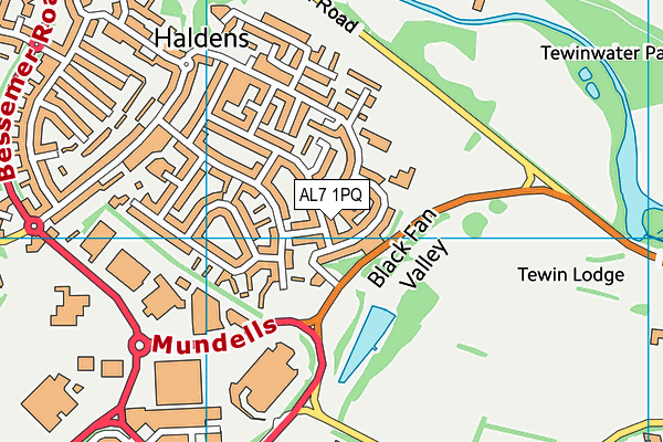 AL7 1PQ map - OS VectorMap District (Ordnance Survey) AL7 1PQ map - OS VectorMap District (Ordnance Survey)