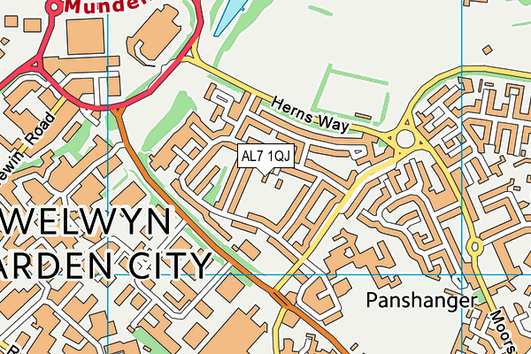 AL7 1QJ map - OS VectorMap District (Ordnance Survey)