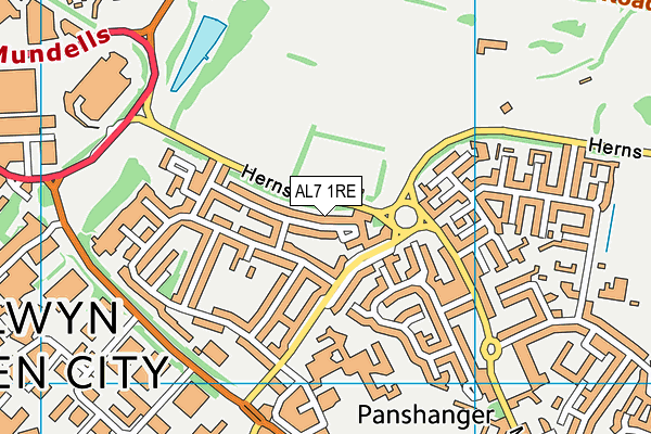 AL7 1RE map - OS VectorMap District (Ordnance Survey) AL7 1RE map - OS VectorMap District (Ordnance Survey)