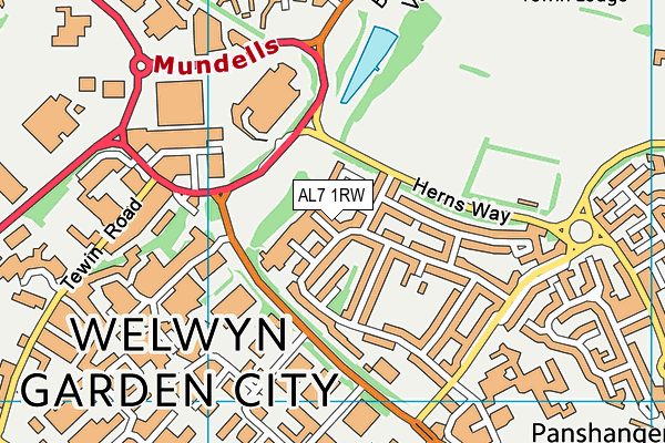 AL7 1RW map - OS VectorMap District (Ordnance Survey) AL7 1RW map - OS VectorMap District (Ordnance Survey)