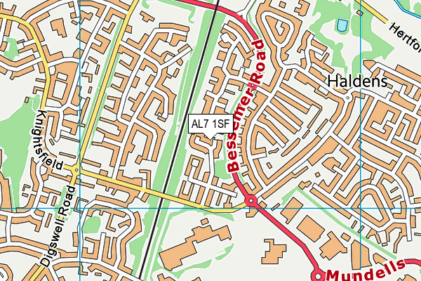 AL7 1SF map - OS VectorMap District (Ordnance Survey) AL7 1SF map - OS VectorMap District (Ordnance Survey)