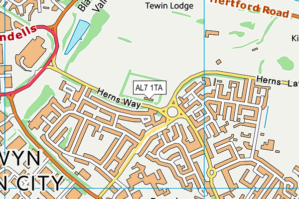 AL7 1TA map - OS VectorMap District (Ordnance Survey) AL7 1TA map - OS VectorMap District (Ordnance Survey)