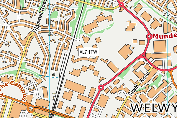 AL7 1TW map - OS VectorMap District (Ordnance Survey) AL7 1TW map - OS VectorMap District (Ordnance Survey)