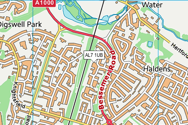 AL7 1UB map - OS VectorMap District (Ordnance Survey) AL7 1UB map - OS VectorMap District (Ordnance Survey)