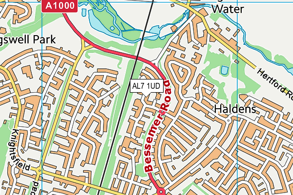 AL7 1UD map - OS VectorMap District (Ordnance Survey) AL7 1UD map - OS VectorMap District (Ordnance Survey)