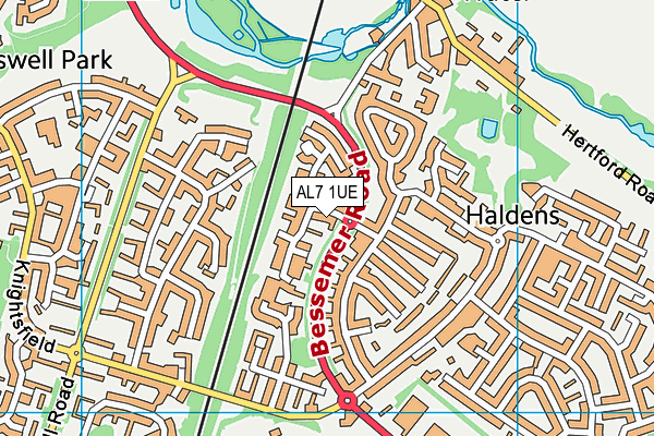 AL7 1UE map - OS VectorMap District (Ordnance Survey) AL7 1UE map - OS VectorMap District (Ordnance Survey)