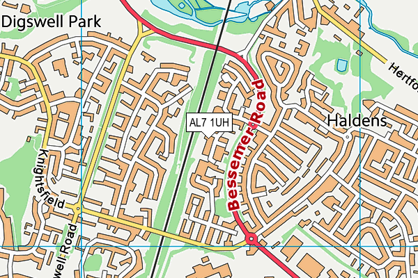 AL7 1UH map - OS VectorMap District (Ordnance Survey)