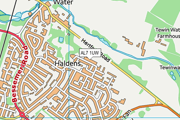 AL7 1UW map - OS VectorMap District (Ordnance Survey) AL7 1UW map - OS VectorMap District (Ordnance Survey)