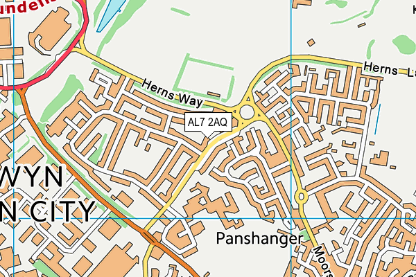 AL7 2AQ map - OS VectorMap District (Ordnance Survey) AL7 2AQ map - OS VectorMap District (Ordnance Survey)