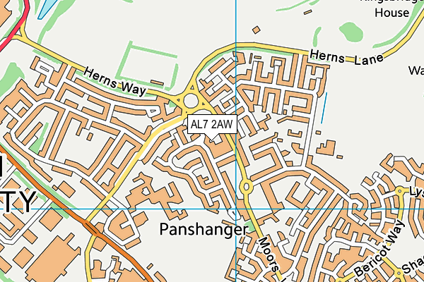 AL7 2AW map - OS VectorMap District (Ordnance Survey) AL7 2AW map - OS VectorMap District (Ordnance Survey)