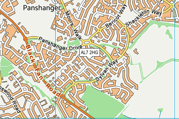 AL7 2HG map - OS VectorMap District (Ordnance Survey) AL7 2HG map - OS VectorMap District (Ordnance Survey)