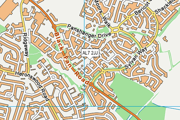 AL7 2JJ map - OS VectorMap District (Ordnance Survey) AL7 2JJ map - OS VectorMap District (Ordnance Survey)