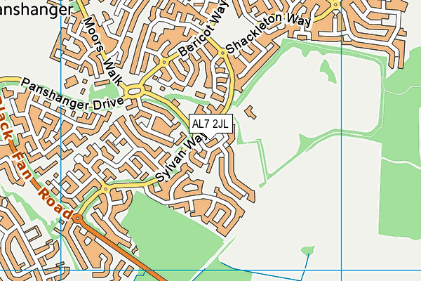 AL7 2JL map - OS VectorMap District (Ordnance Survey) AL7 2JL map - OS VectorMap District (Ordnance Survey)