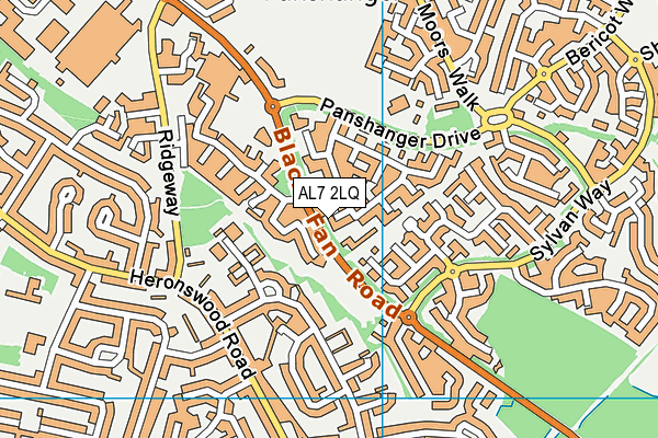 AL7 2LQ map - OS VectorMap District (Ordnance Survey) AL7 2LQ map - OS VectorMap District (Ordnance Survey)