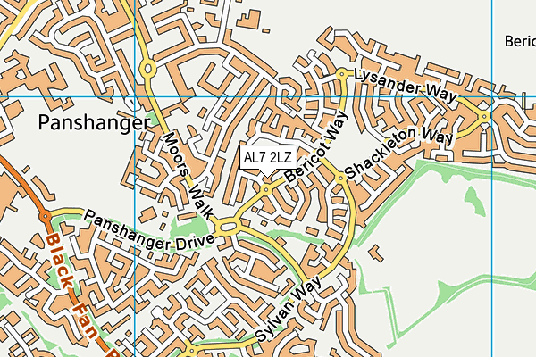 AL7 2LZ map - OS VectorMap District (Ordnance Survey) AL7 2LZ map - OS VectorMap District (Ordnance Survey)