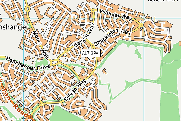 AL7 2PA map - OS VectorMap District (Ordnance Survey) AL7 2PA map - OS VectorMap District (Ordnance Survey)