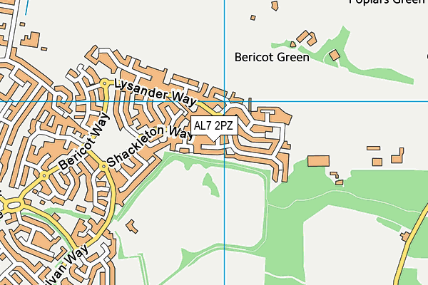 AL7 2PZ map - OS VectorMap District (Ordnance Survey) AL7 2PZ map - OS VectorMap District (Ordnance Survey)