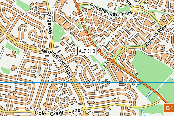 AL7 3HB map - OS VectorMap District (Ordnance Survey) AL7 3HB map - OS VectorMap District (Ordnance Survey)