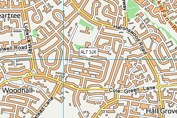 AL7 3JX map - OS VectorMap District (Ordnance Survey) AL7 3JX map - OS VectorMap District (Ordnance Survey)