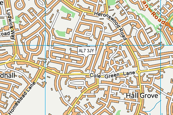 AL7 3JY map - OS VectorMap District (Ordnance Survey) AL7 3JY map - OS VectorMap District (Ordnance Survey)