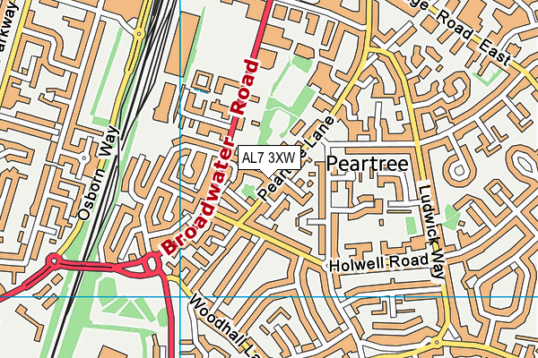 AL7 3XW map - OS VectorMap District (Ordnance Survey) AL7 3XW map - OS VectorMap District (Ordnance Survey)