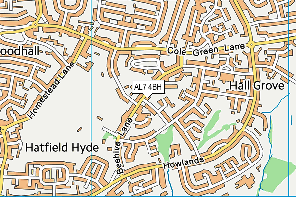 AL7 4BH map - OS VectorMap District (Ordnance Survey)