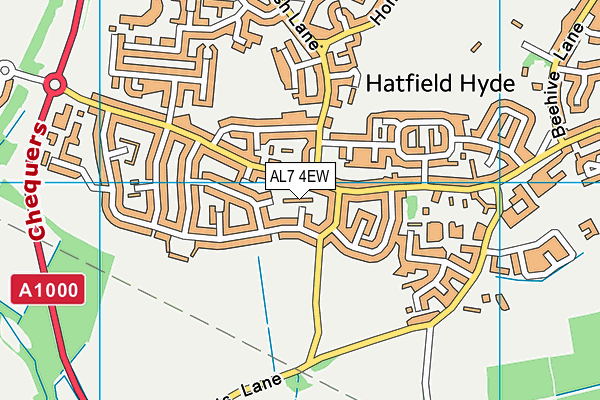 AL7 4EW map - OS VectorMap District (Ordnance Survey) AL7 4EW map - OS VectorMap District (Ordnance Survey)
