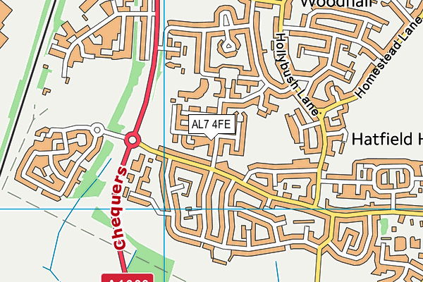 AL7 4FE map - OS VectorMap District (Ordnance Survey)