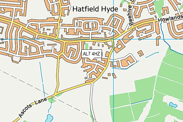 AL7 4HZ map - OS VectorMap District (Ordnance Survey) AL7 4HZ map - OS VectorMap District (Ordnance Survey)