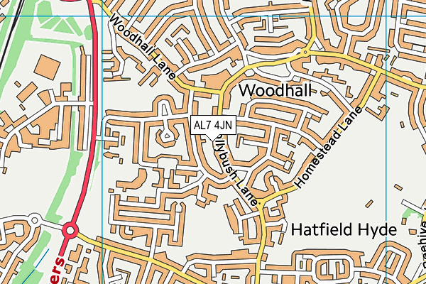 AL7 4JN map - OS VectorMap District (Ordnance Survey) AL7 4JN map - OS VectorMap District (Ordnance Survey)