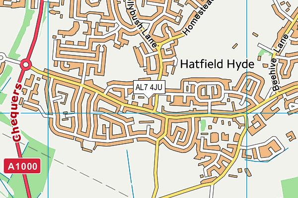 AL7 4JU map - OS VectorMap District (Ordnance Survey) AL7 4JU map - OS VectorMap District (Ordnance Survey)