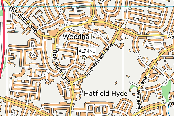 AL7 4NU map - OS VectorMap District (Ordnance Survey)