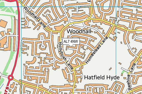 AL7 4NW map - OS VectorMap District (Ordnance Survey)