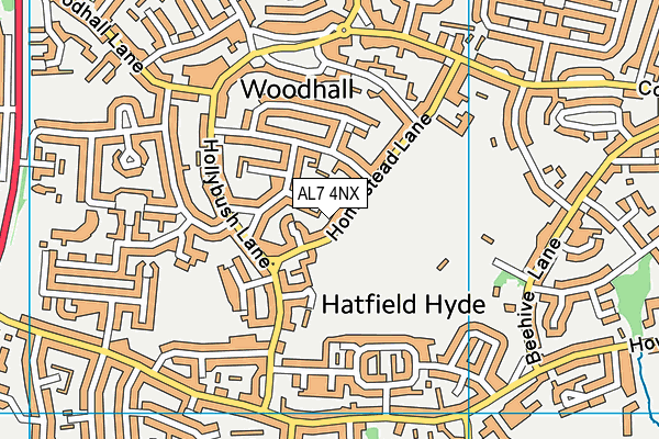 AL7 4NX map - OS VectorMap District (Ordnance Survey)